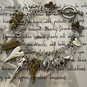 Artisan Crafted 13 Charm Bracelet on a Sterling Silver Chain: NWOT!
